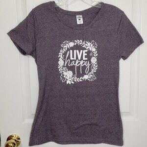 BRAND NEW (NWOT) CHERRYLOOM "LIVE HAPPY" PURPLE SHORT SLEEVE SHIRT - JUNIOR M